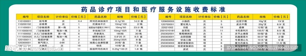 药品诊疗项目和医疗服务设施收费