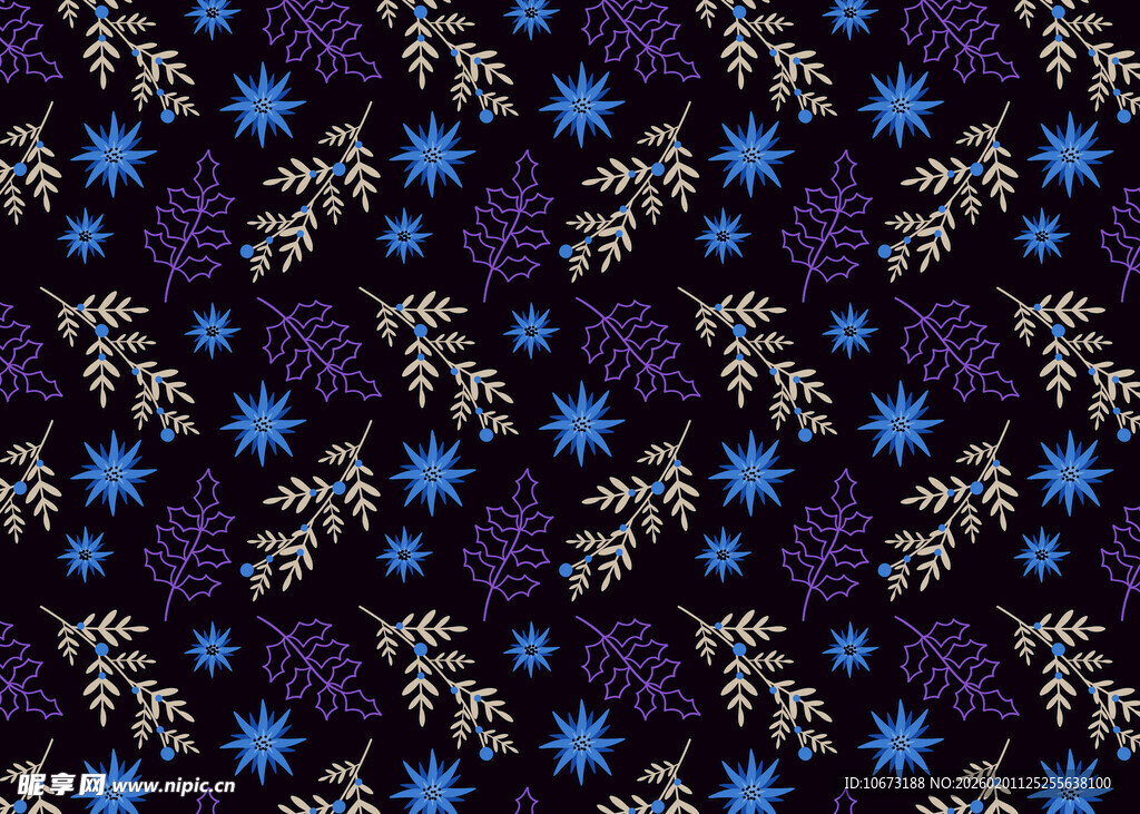 紫色花卉图案精美织物