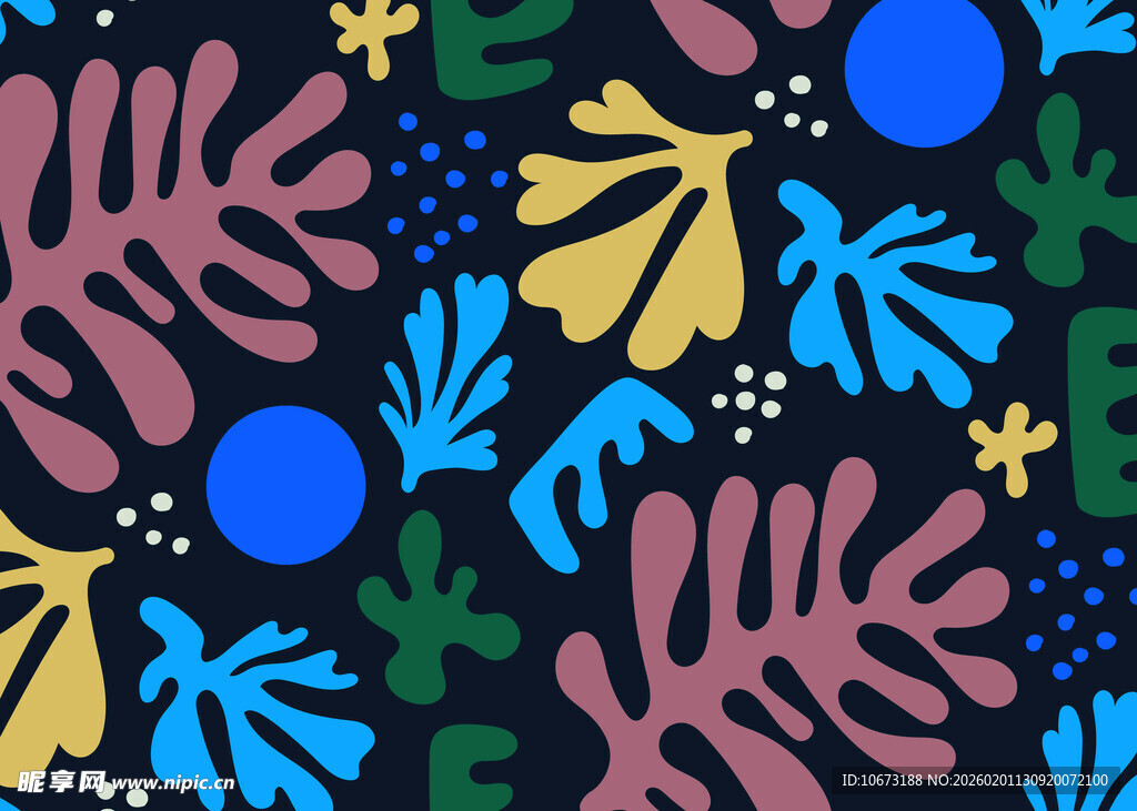 多彩植物图案背景纹理