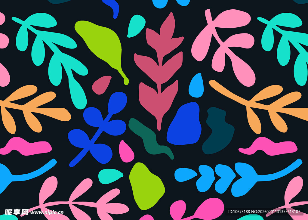 多彩抽象植物图案背景