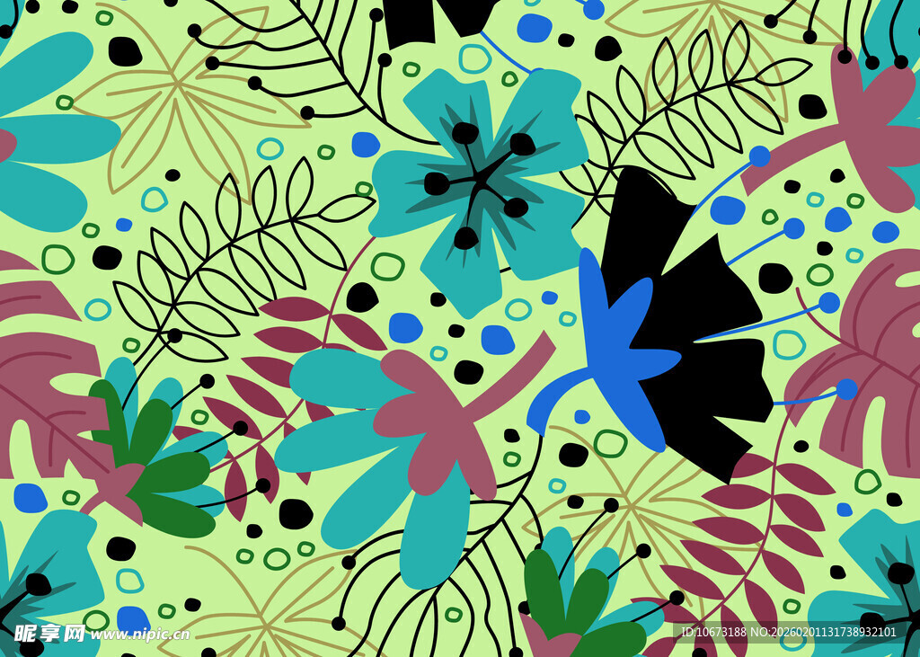 多彩植物图案 