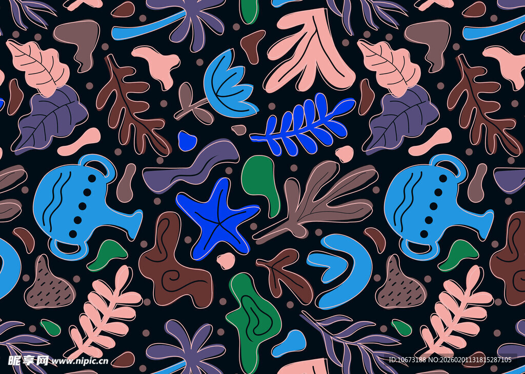 海洋风手绘多彩海底元素