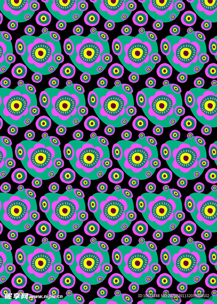 多彩花卉几何图案背景