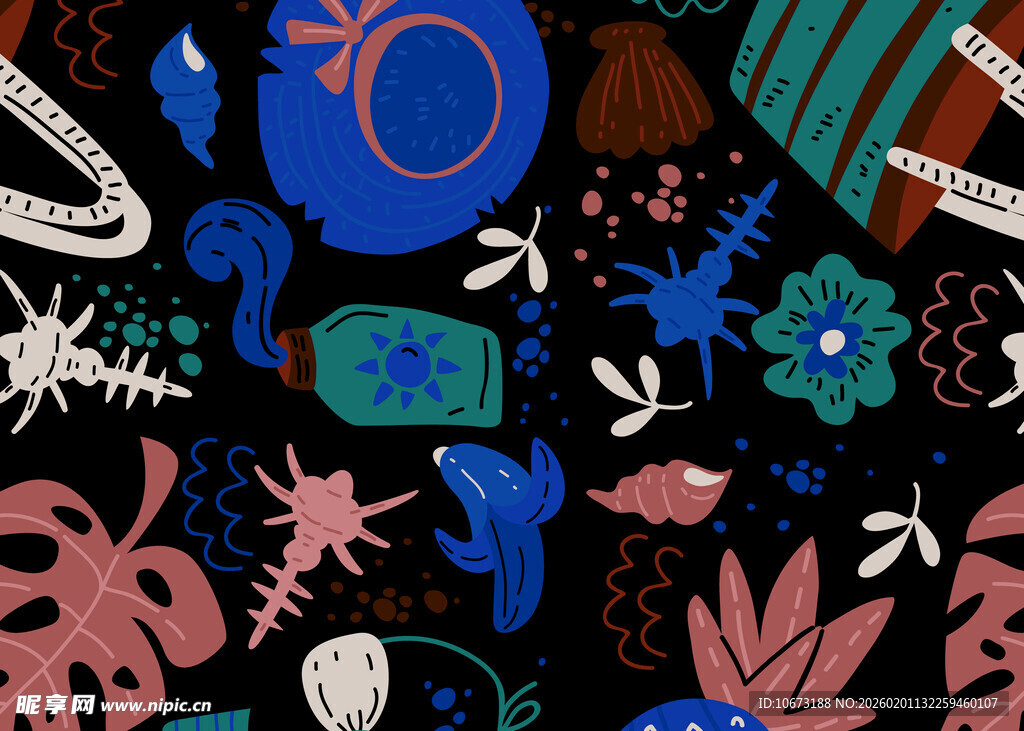 海洋生物抽象图案艺术画