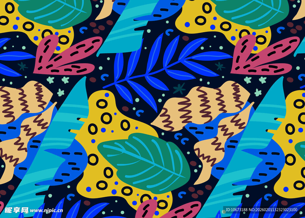 多彩几何植物图案纹理