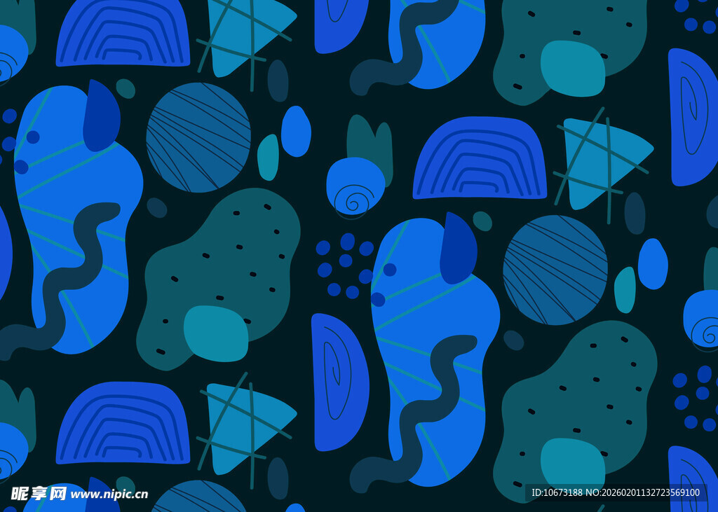 蓝色海洋生物图案背景