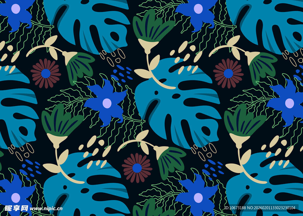 热带植物花卉图案设计