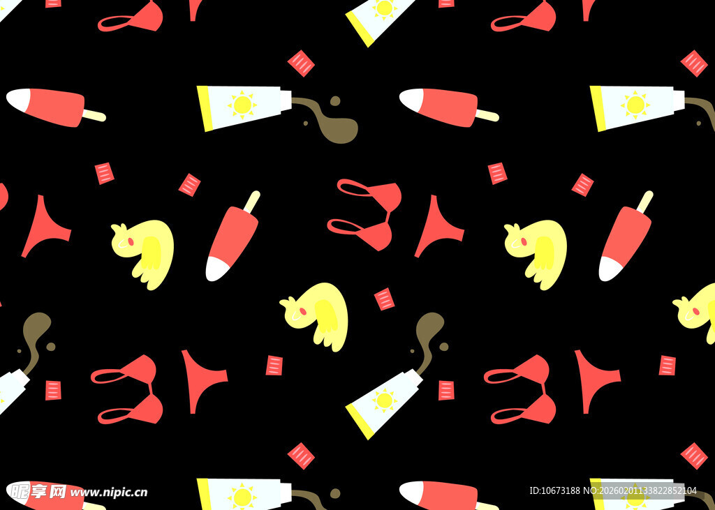 派对元素黑色背景图案