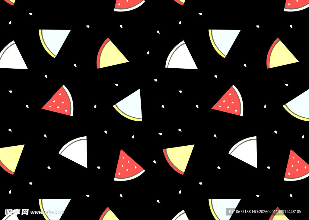 西瓜柠檬图案黑色背景图