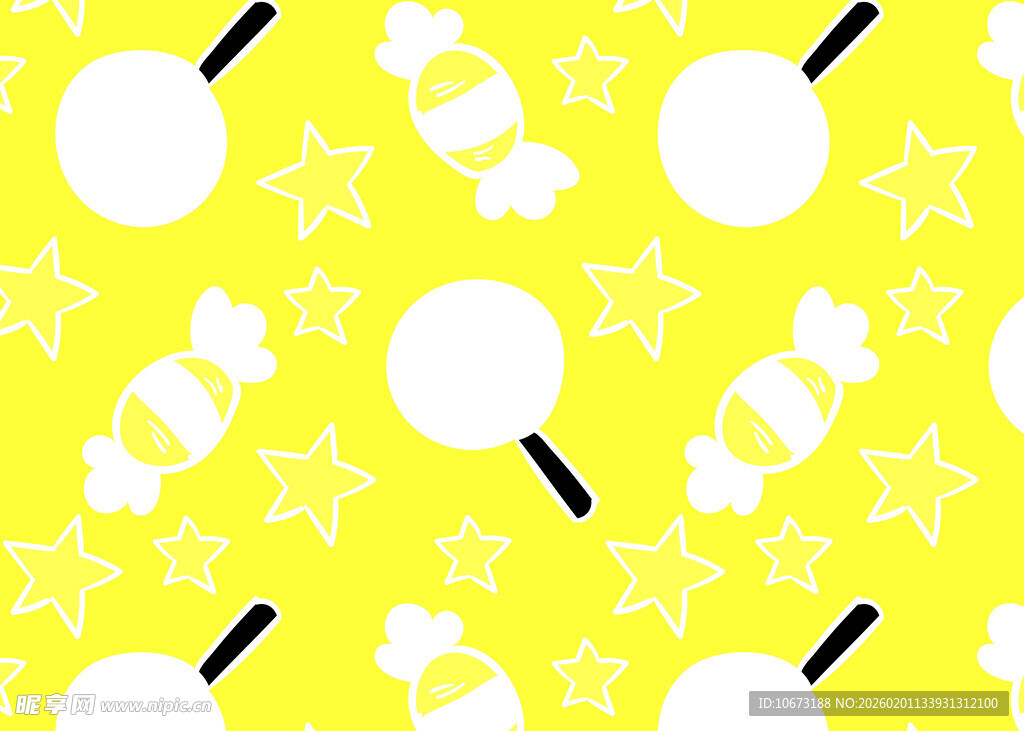 黄色糖果星星图案背景
