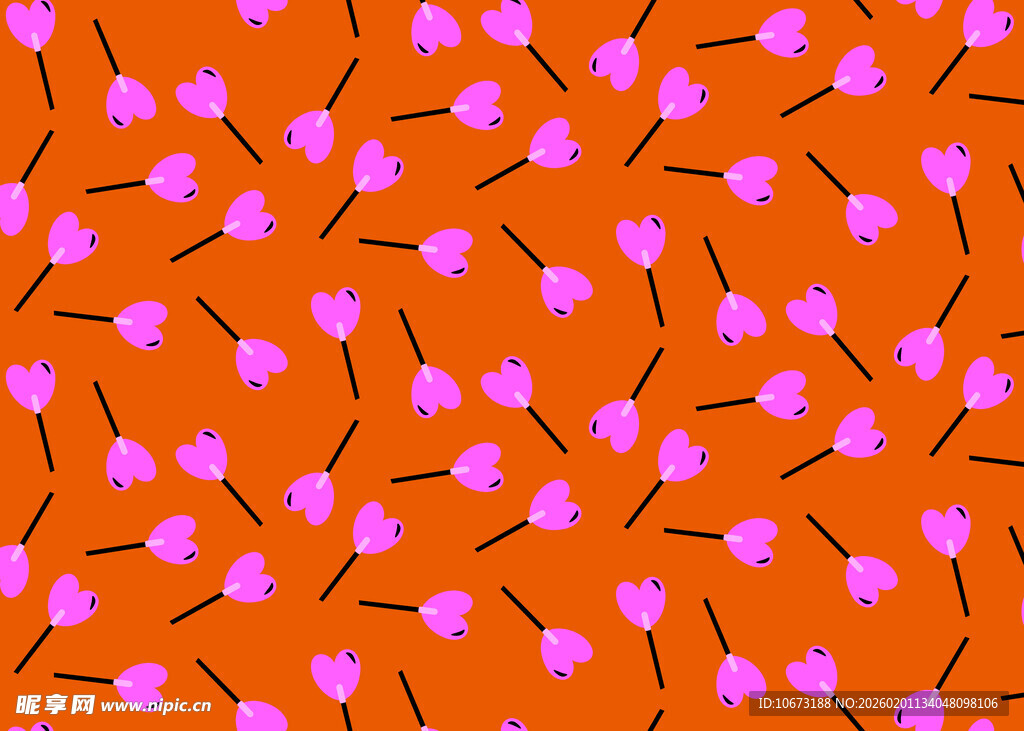 橙色底粉色心形图案纹理
