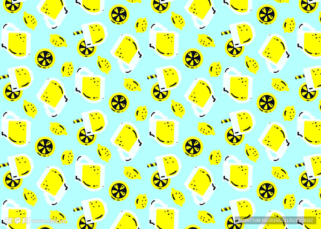 柠檬蜜蜂图案背景图