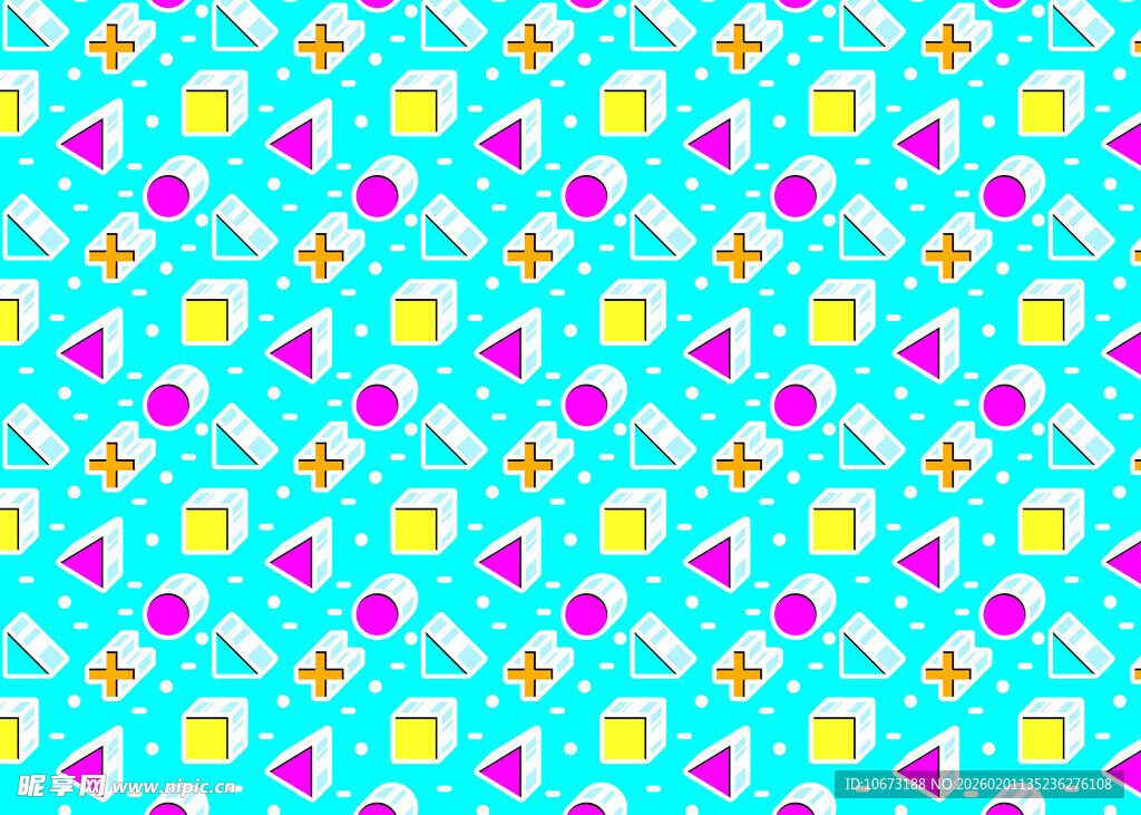 蓝底多彩几何图案纹理