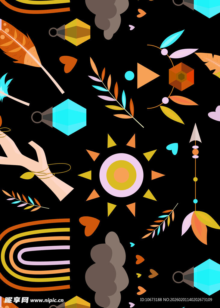 抽象几何部落风图案元素