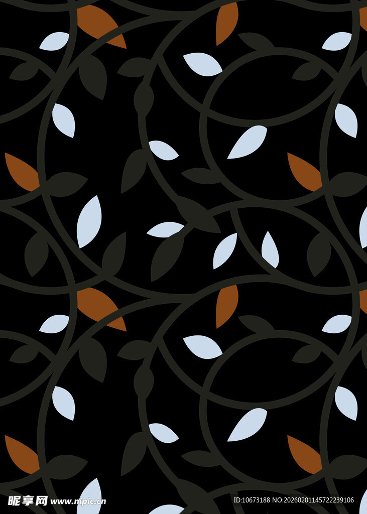黑色背景植物图案纹理