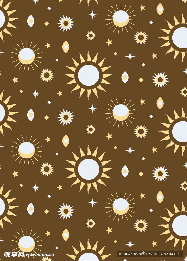 棕色背景太阳图案无缝纹理