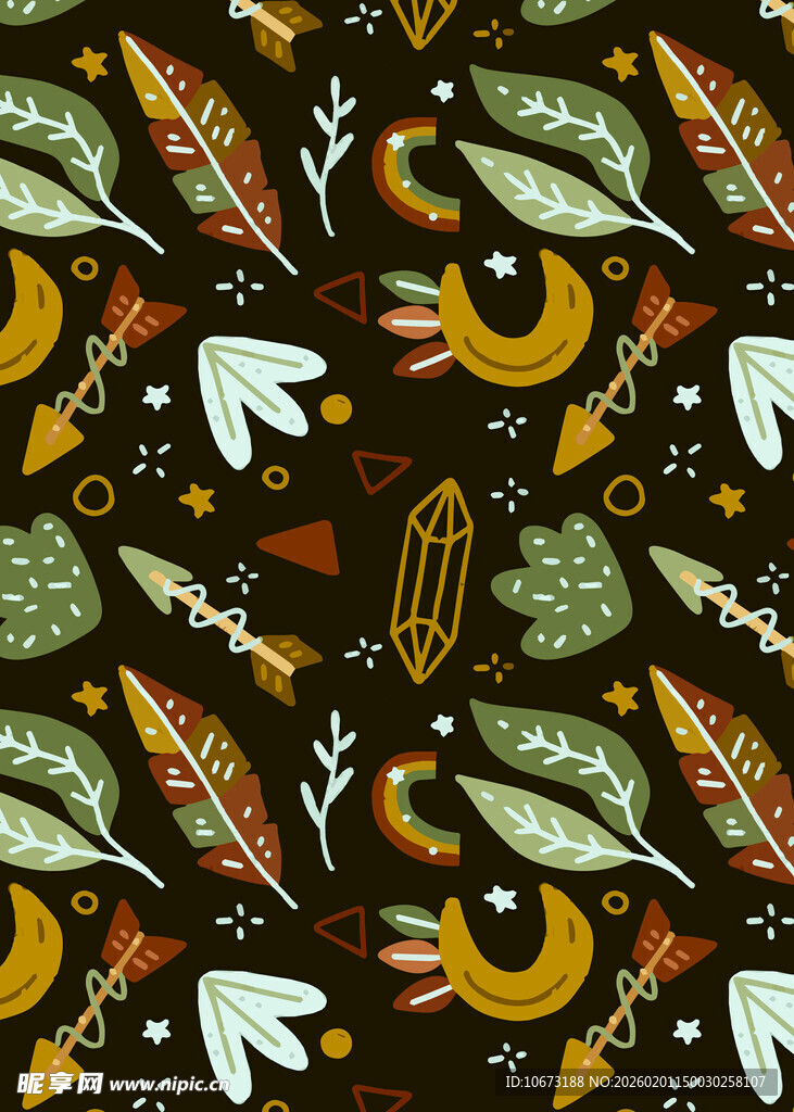 抽象动植物元素图案背景