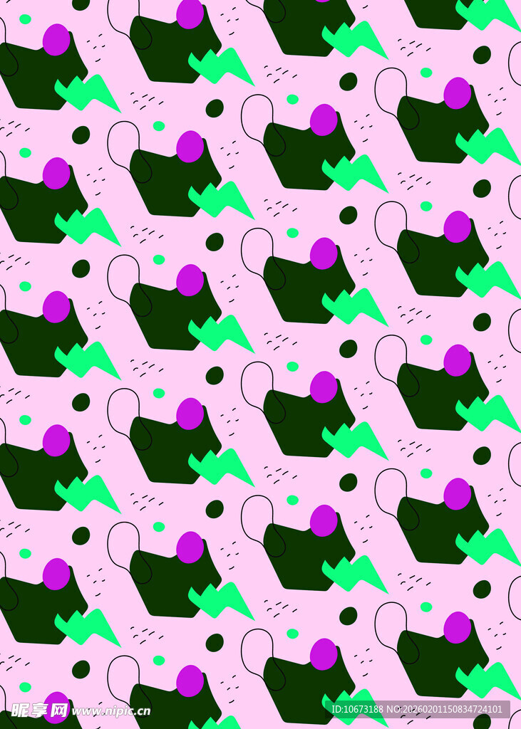 粉色底几何图案无缝背景