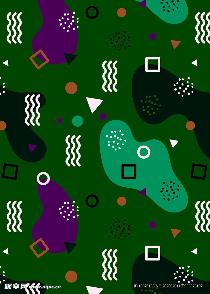 多彩几何图案中的卡通猫头鹰