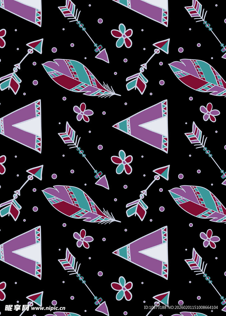 多彩几何花卉图案背景