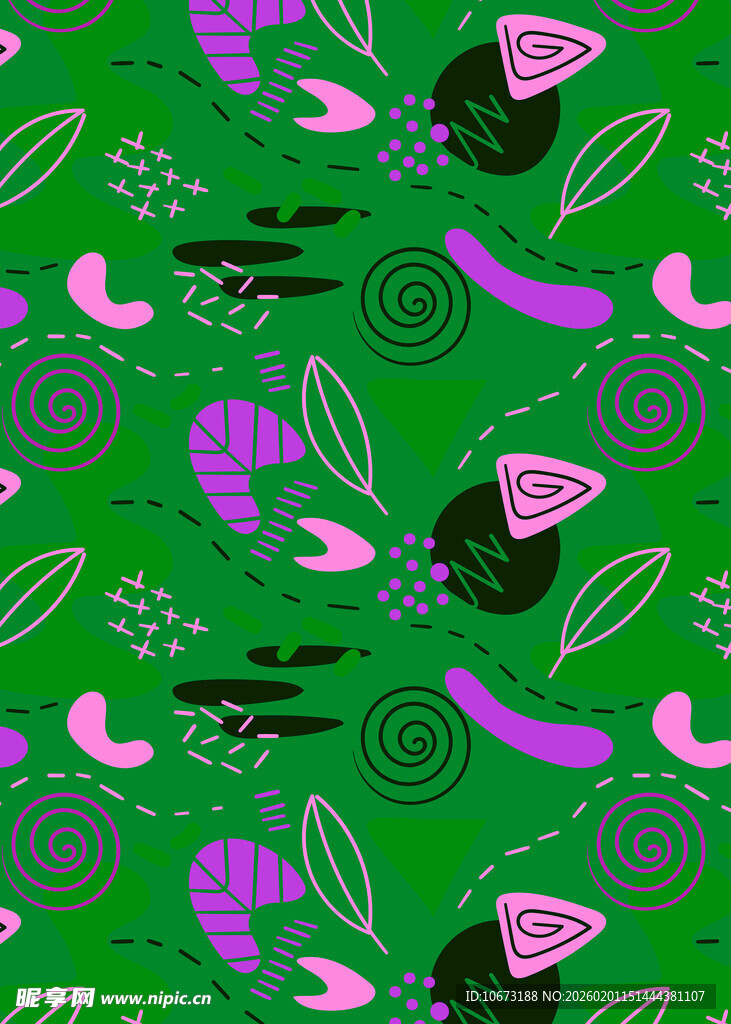 绿色底多彩抽象图案纹理