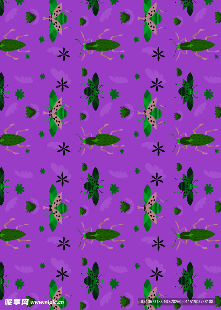 紫色背景的仙人掌图案