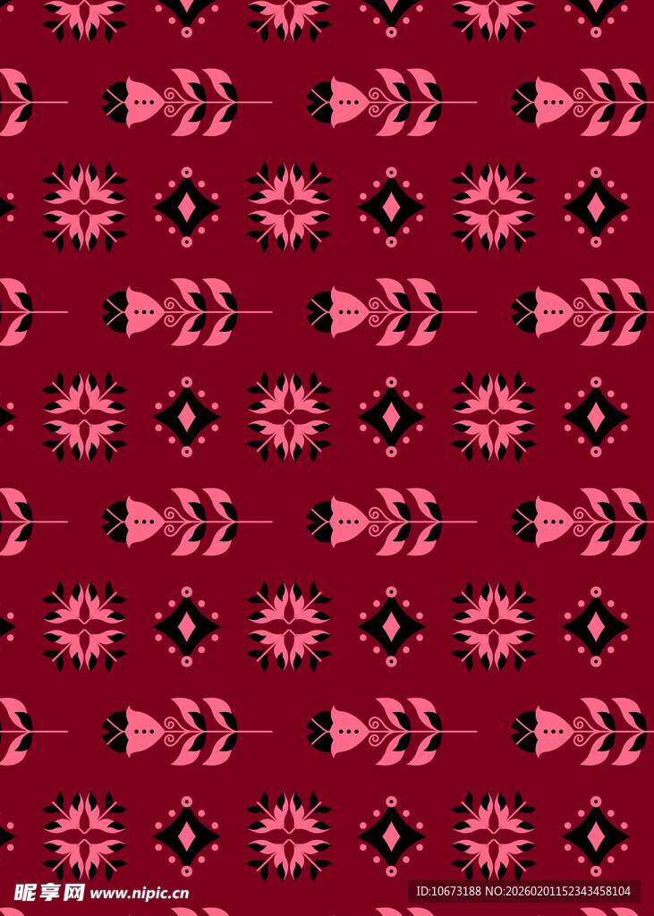 红色民族风几何图案纹理