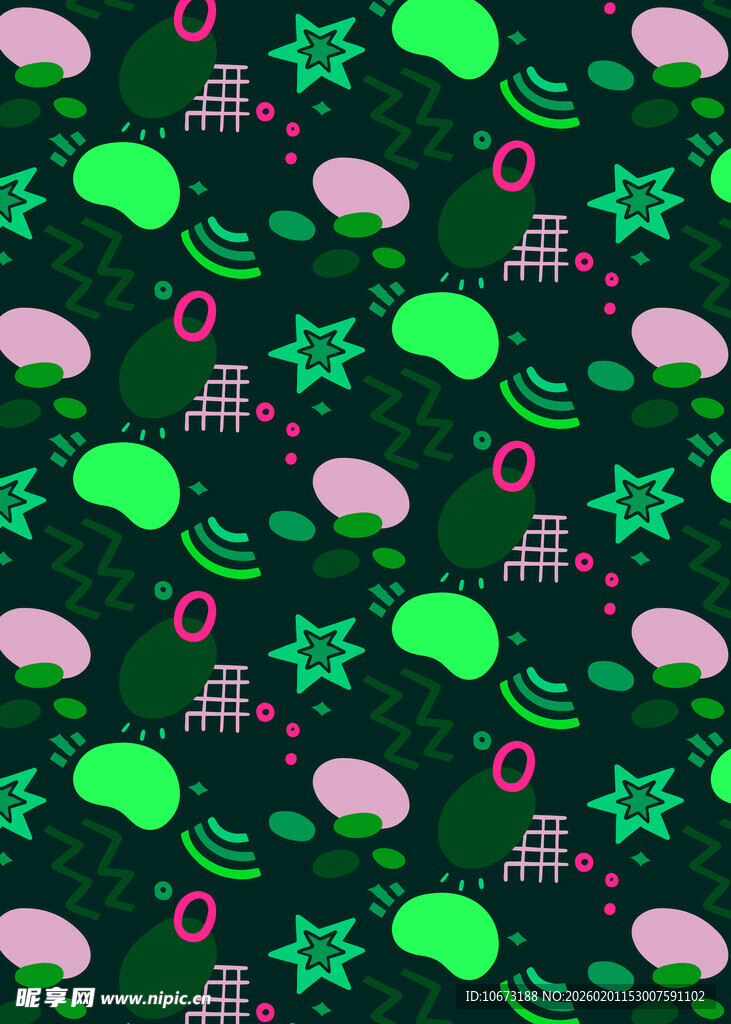 绿色梦幻卡通图案背景