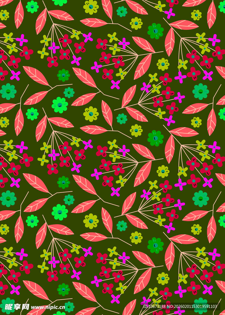 多彩花叶图案背景