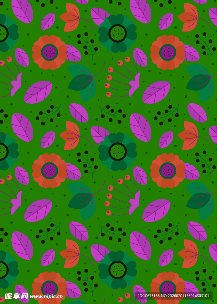 多彩花卉几何图案背景