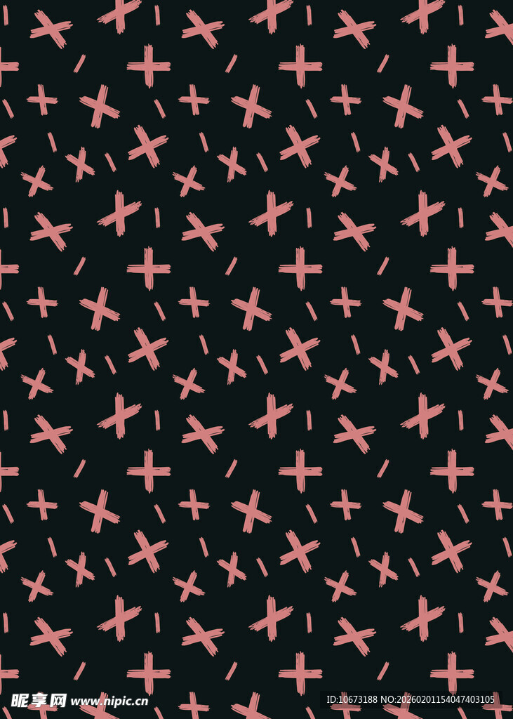 黑色底粉色十字星图案