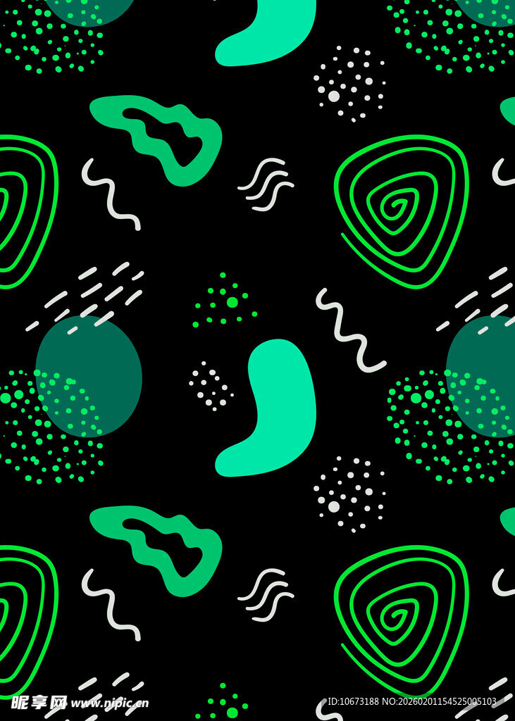 黑底绿系抽象几何图案