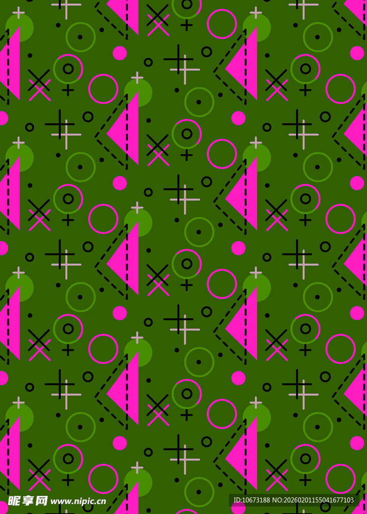 绿色底粉色几何图案纹理