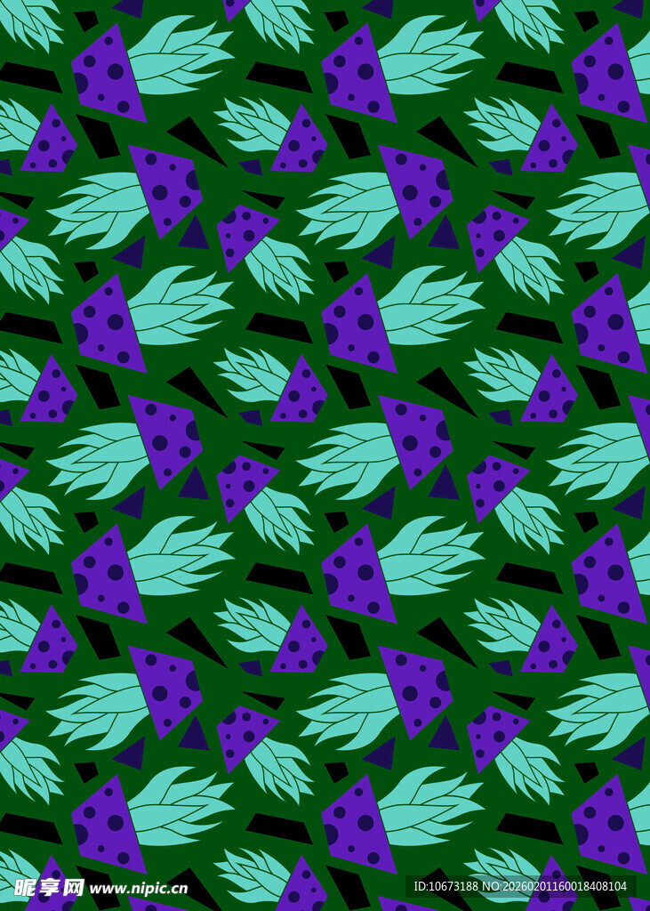 紫色花卉绿叶图案纹理