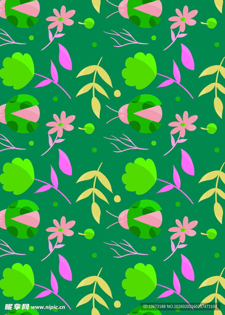 绿色花卉植物图案背景