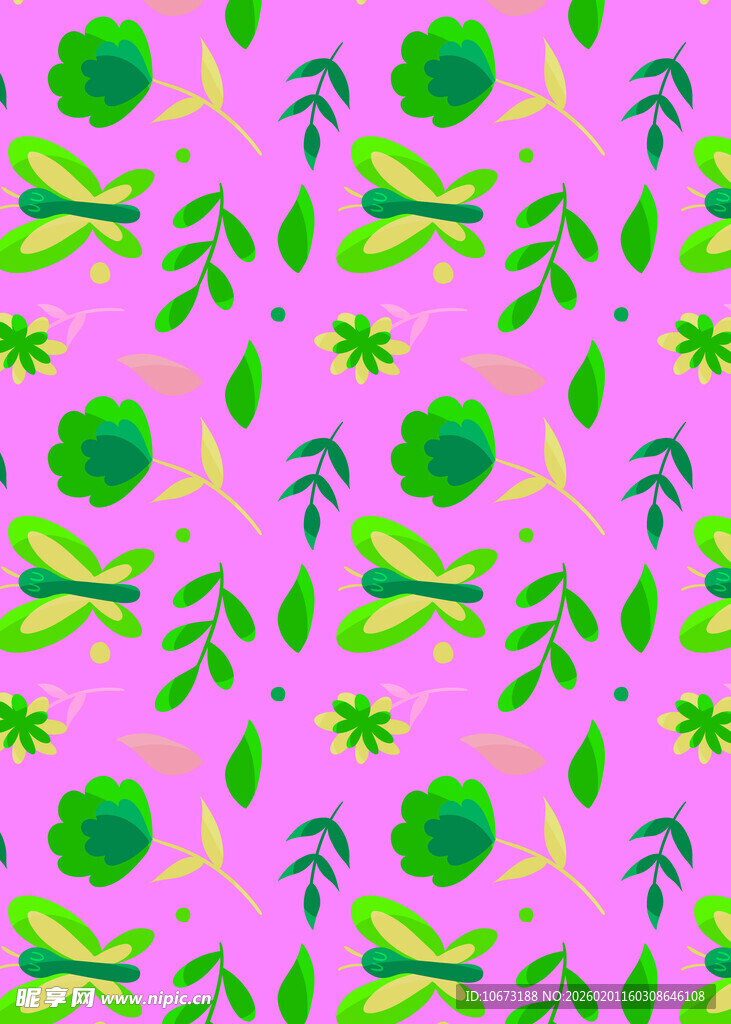 粉色背景植物图案纹理