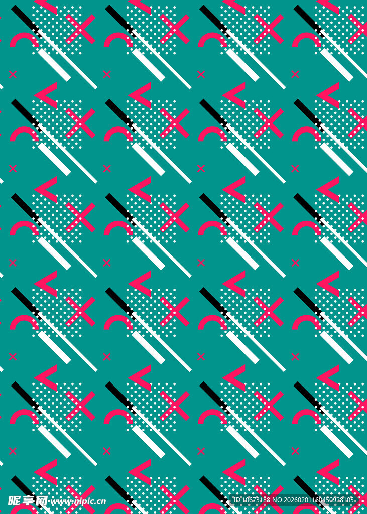 蓝底粉色线条几何图案