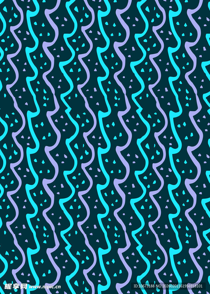 蓝绿波浪形几何图案纹理