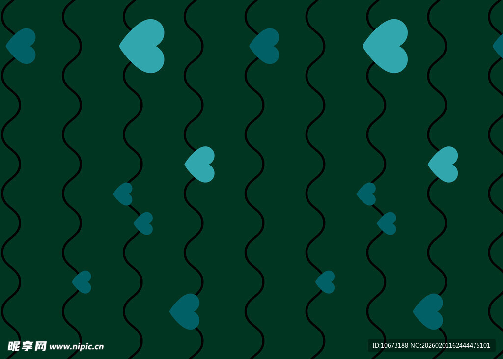 深绿底蓝心波浪纹图案