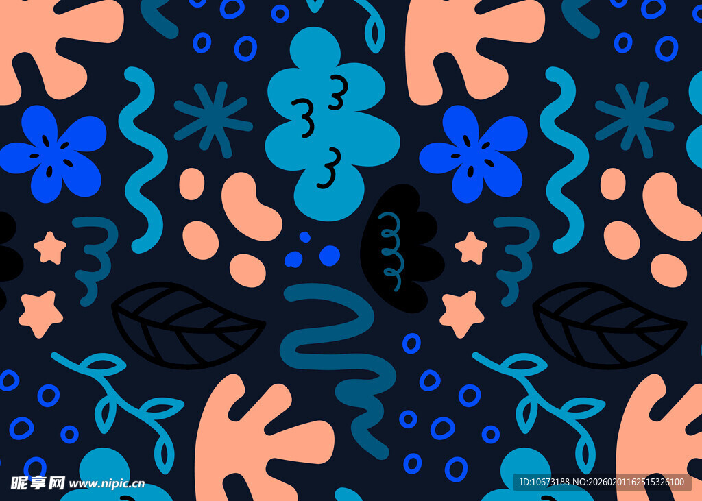 抽象多彩动植物图案背景