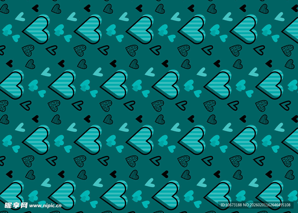 蓝绿色调卡通图案背景