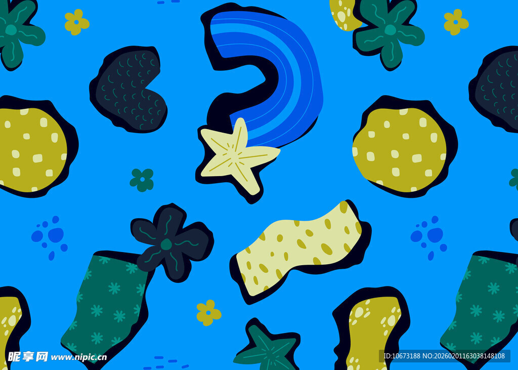 多彩卡通图案装饰元素