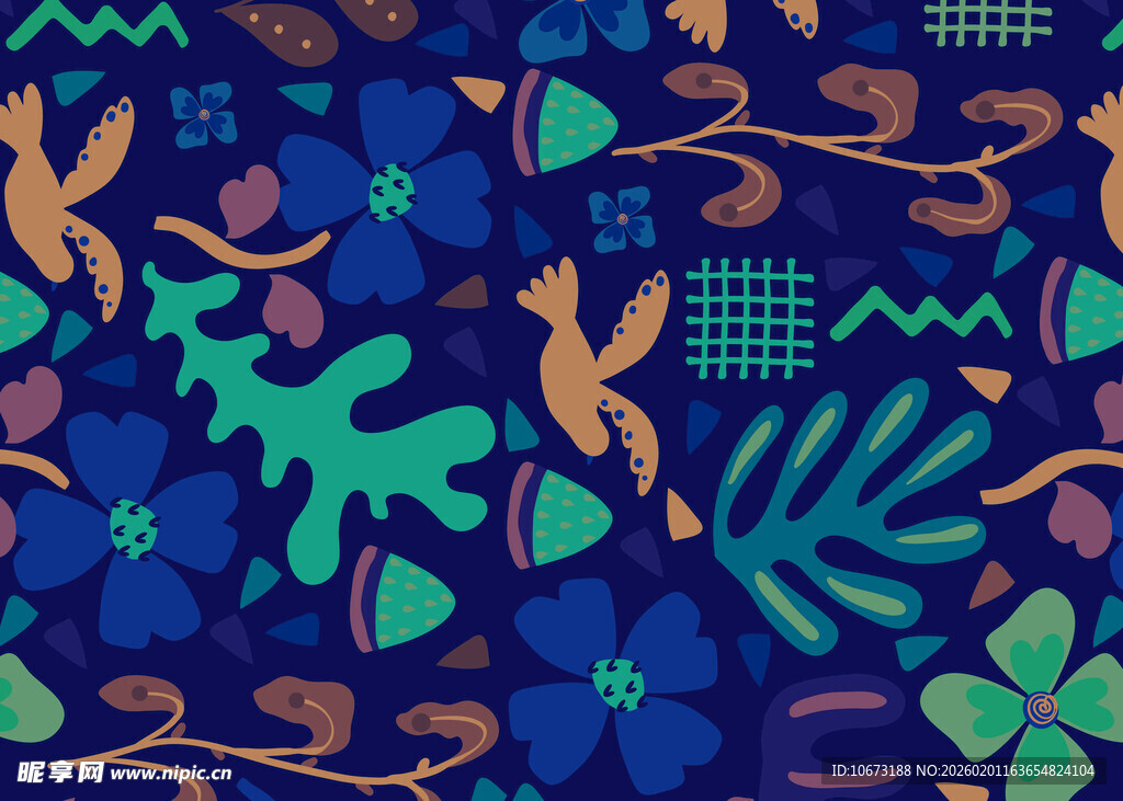 多彩植物图案背景纹理