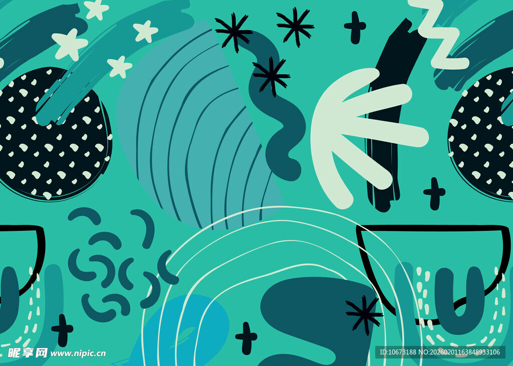 梦幻海洋元素抽象插画