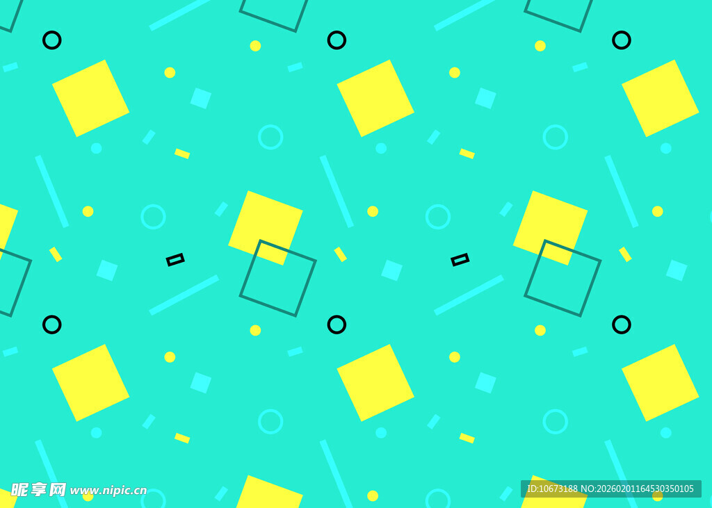 蓝绿底黄几何图案背景