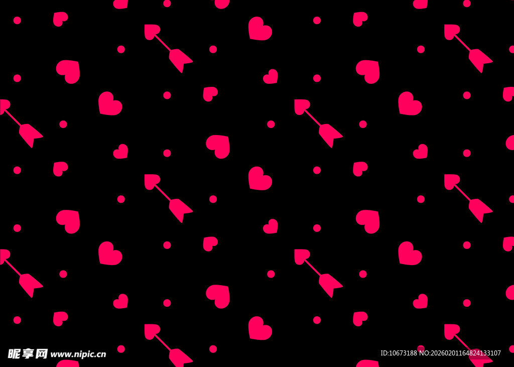 黑色背景上的粉色心形图案