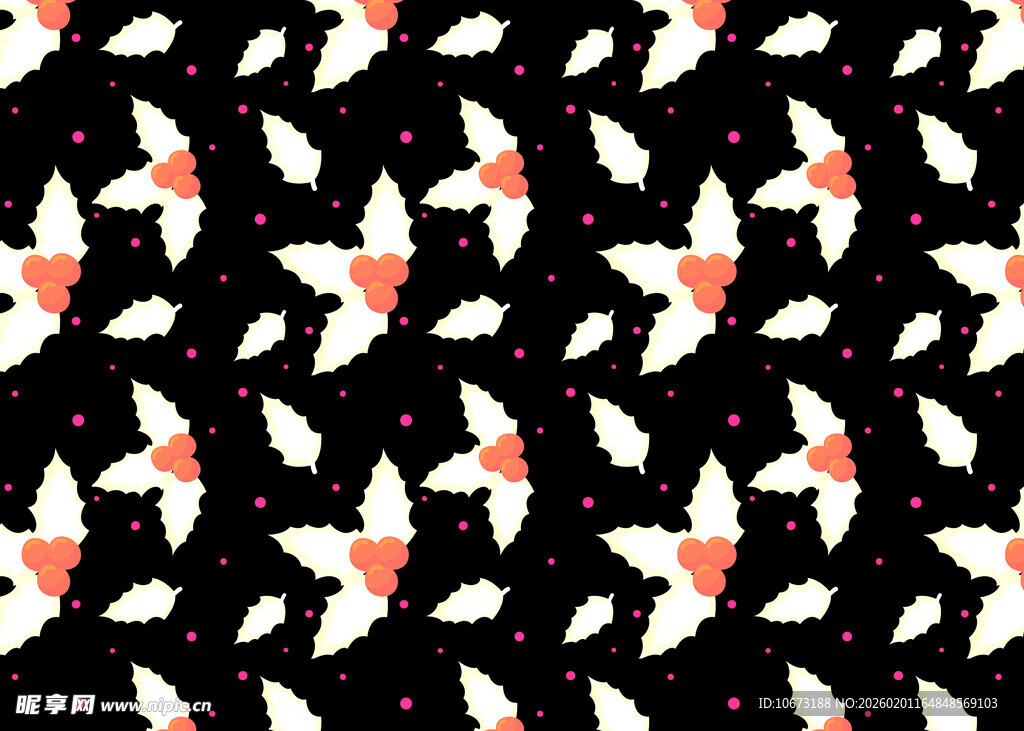 飞鸟图案的黑色织物纹理