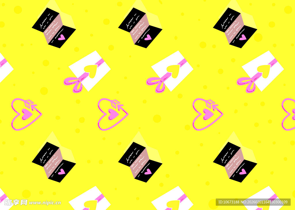 黄色背景卡通物品图案