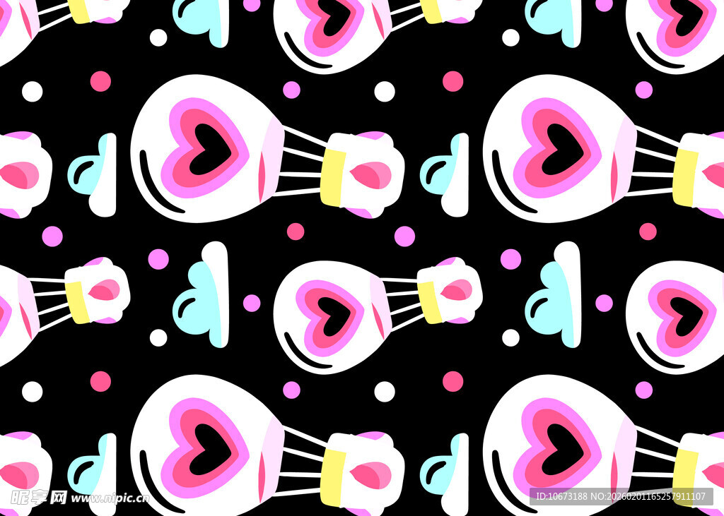 彩色灯泡爱心图案背景