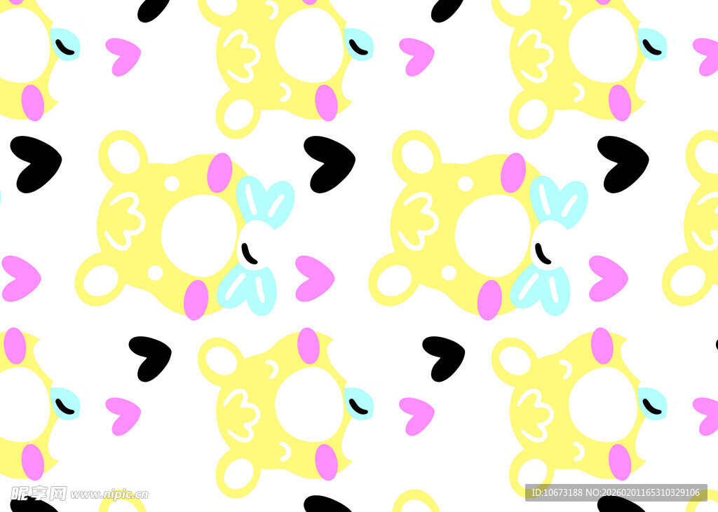 可爱动物图案无缝背景